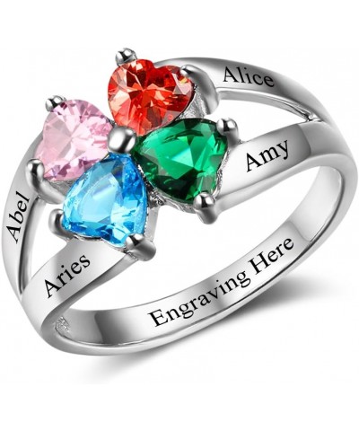 Personalized Mothers Ring with 4 Simulated Birthstones Engraved Names Family Rings Mom Jewelry for Women (10) $21.55 Rings