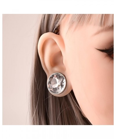 Cubic Zirconia Ear Tunnels Plugs 2PCS Hypoallergenic Ear Gauges 316 Stainless Steel Ear Expander Stretcher Piercing Body Jewe...