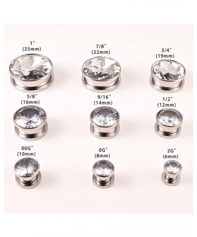 Cubic Zirconia Ear Tunnels Plugs 2PCS Hypoallergenic Ear Gauges 316 Stainless Steel Ear Expander Stretcher Piercing Body Jewe...