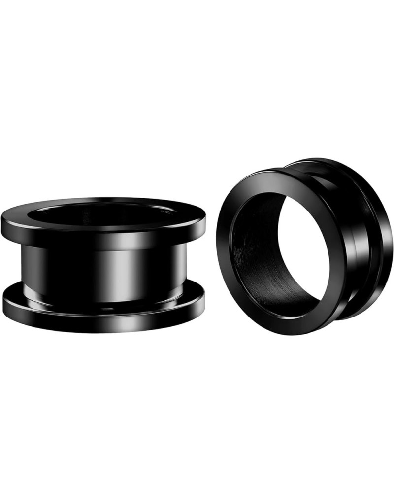 Black Coated Surgical steel Flesh Tunnels Ear Plugs Ear Stretching 2Pcs F-11/16 inch 18mm $9.76 Body Jewelry