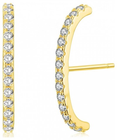 18K Gold Plated Sterling Silver Paved Gemstone Curved Bar Ear Cuffs Suspender Earrings CZ Huggie Earrings 18K Gold Plated $10...