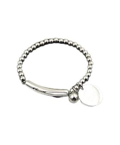 Stainless Steel Ball Beads Bracelet for Women Circle Tag Charm Stretch Strand Bracelet Fantastic Eternal Love New York K033 S...