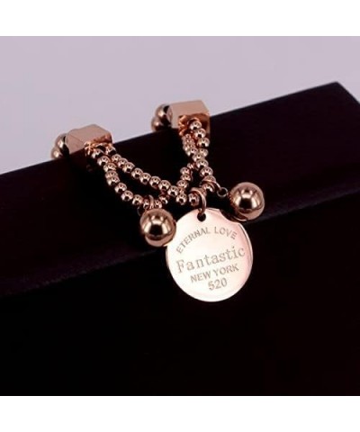 Stainless Steel Ball Beads Bracelet for Women Circle Tag Charm Stretch Strand Bracelet Fantastic Eternal Love New York K033 S...