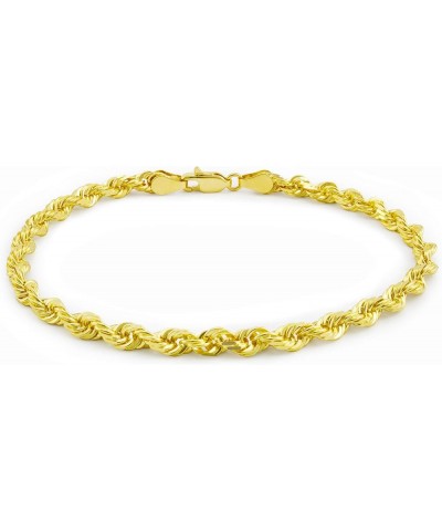 10k Yellow Gold 4mm Rope Chain Diamond Cut Bracelet or Anklet, Mens Womens Jewelry 7" 7.5" 8" 8.5" 9 Yellow 7.5 $79.54 Anklets