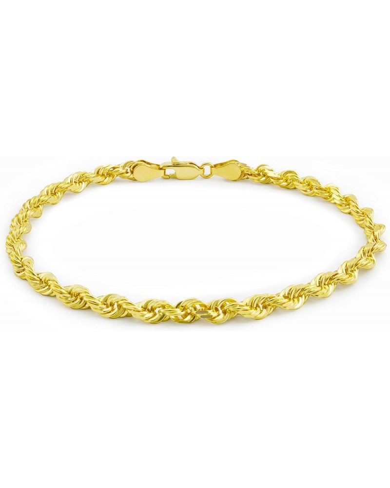 10k Yellow Gold 4mm Rope Chain Diamond Cut Bracelet or Anklet, Mens Womens Jewelry 7" 7.5" 8" 8.5" 9 Yellow 7.5 $79.54 Anklets