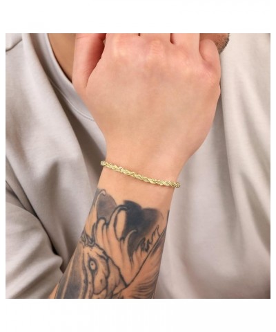 10k Yellow Gold 4mm Rope Chain Diamond Cut Bracelet or Anklet, Mens Womens Jewelry 7" 7.5" 8" 8.5" 9 Yellow 7.5 $79.54 Anklets