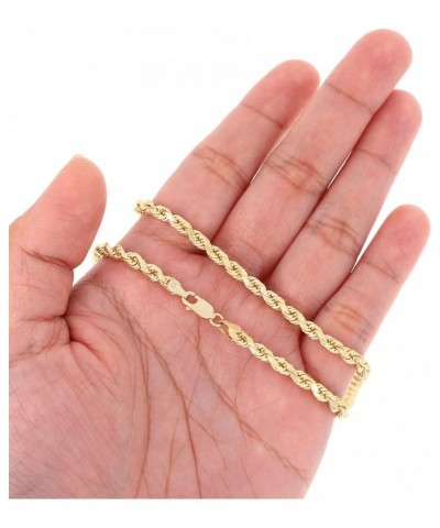 10k Yellow Gold 4mm Rope Chain Diamond Cut Bracelet or Anklet, Mens Womens Jewelry 7" 7.5" 8" 8.5" 9 Yellow 7.5 $79.54 Anklets