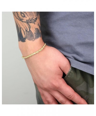 10k Yellow Gold 4mm Rope Chain Diamond Cut Bracelet or Anklet, Mens Womens Jewelry 7" 7.5" 8" 8.5" 9 Yellow 7.5 $79.54 Anklets