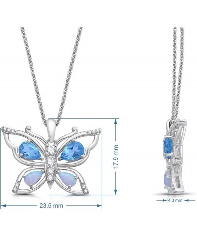 Sterling Silver Multi Gemstone and Diamond Pendant Necklace, 18" Rolo Chain BUTTERFLY $39.59 Necklaces