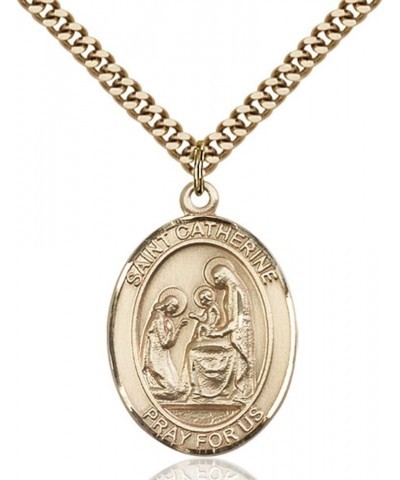 St. Catherine of Siena Hand-Crafted Oval Medal Pendant in 14kt Yellow Gold-Filled Engraved 1 x 3/4 inch $69.02 Necklaces