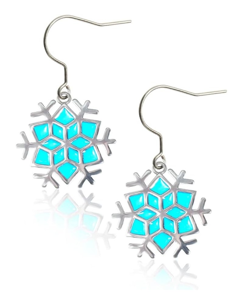 Enamel/Colorful Crystal Christmas Tree/Blue Snowflake/Minimalist Elk Dangle Earrings Cute Pure Titanium Earring Jewelry, Cubi...