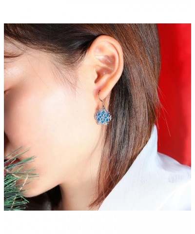 Enamel/Colorful Crystal Christmas Tree/Blue Snowflake/Minimalist Elk Dangle Earrings Cute Pure Titanium Earring Jewelry, Cubi...