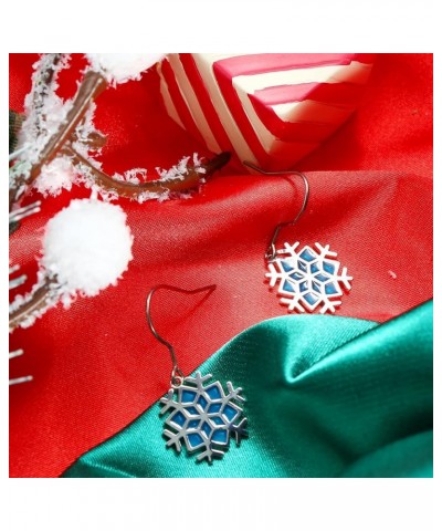 Enamel/Colorful Crystal Christmas Tree/Blue Snowflake/Minimalist Elk Dangle Earrings Cute Pure Titanium Earring Jewelry, Cubi...