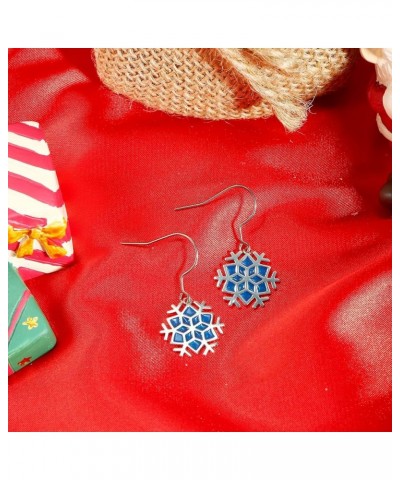 Enamel/Colorful Crystal Christmas Tree/Blue Snowflake/Minimalist Elk Dangle Earrings Cute Pure Titanium Earring Jewelry, Cubi...