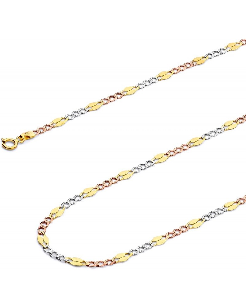 14K Solid Gold Stamped Figaro Chains (Select Options) 24 Inches Tri Color Gold $165.12 Necklaces