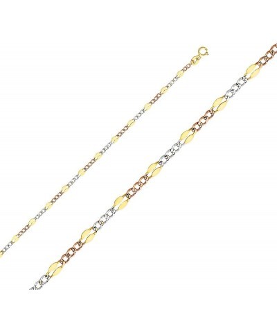 14K Solid Gold Stamped Figaro Chains (Select Options) 24 Inches Tri Color Gold $165.12 Necklaces