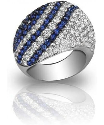 5ct Round Created Blue Sapphire Engagement Ring for Women Cluster Pave Set Dome White Gold Plated $55.00 Rings