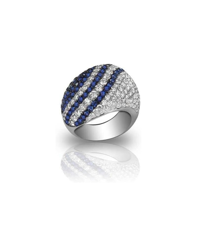 5ct Round Created Blue Sapphire Engagement Ring for Women Cluster Pave Set Dome White Gold Plated $55.00 Rings