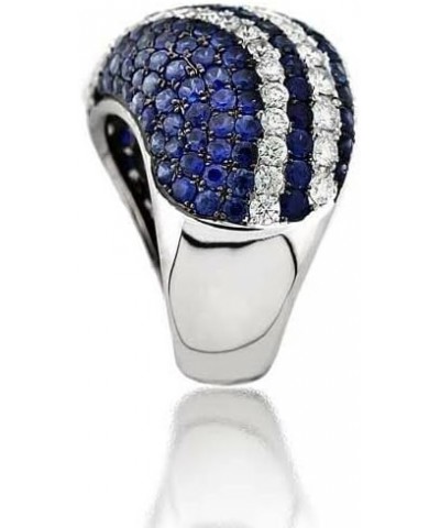 5ct Round Created Blue Sapphire Engagement Ring for Women Cluster Pave Set Dome White Gold Plated $55.00 Rings