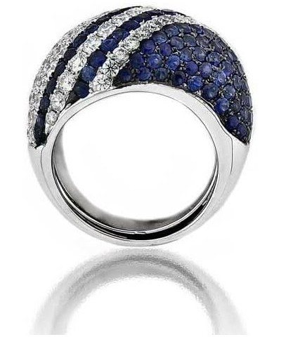 5ct Round Created Blue Sapphire Engagement Ring for Women Cluster Pave Set Dome White Gold Plated $55.00 Rings