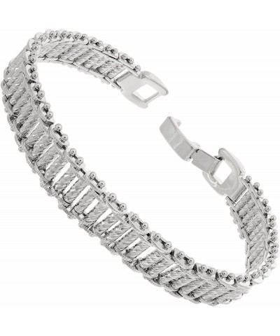 Riccio Bar Bracelet 24k Real Gold Plated for Women and Men (10mm & 13mm) White Gold (10mm) 7 inches $34.48 Bracelets