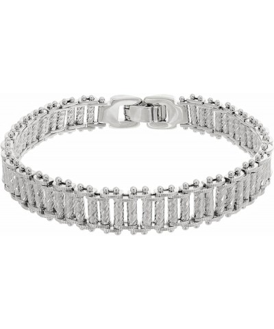 Riccio Bar Bracelet 24k Real Gold Plated for Women and Men (10mm & 13mm) White Gold (10mm) 7 inches $34.48 Bracelets