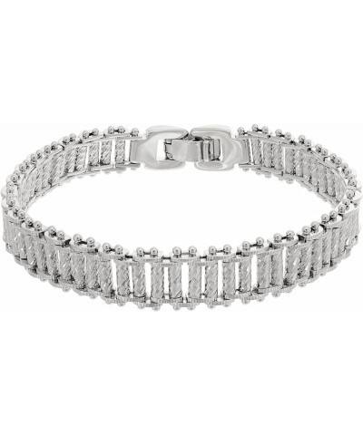 Riccio Bar Bracelet 24k Real Gold Plated for Women and Men (10mm & 13mm) White Gold (10mm) 7 inches $34.48 Bracelets