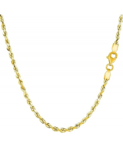 14k REAL Yellow Gold 1.50mm,2mm Or 2.5mm Thick Shiny Hollow Rope Chain Necklace for Pendants and Charms with Lobster-Claw Cla...