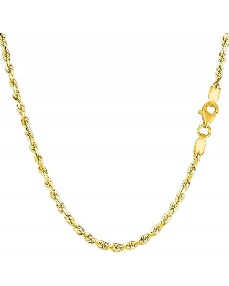 14k REAL Yellow Gold 1.50mm,2mm Or 2.5mm Thick Shiny Hollow Rope Chain Necklace for Pendants and Charms with Lobster-Claw Cla...