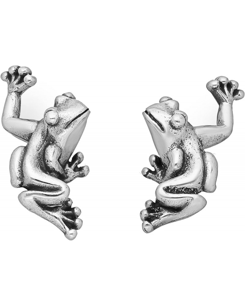 Frog .925 Sterling Silver Tiny Stud Earrings, for Cartilage, Helix, 2nd Ear Piercing (Hypoallergenic) Silver-Tone 001 $9.71 E...