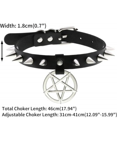 Multicolor PU Simulated Leather Silvert-tone Spikes Rivets Pentagram Star Belt Adjustable Collar Choker Necklace Red $9.27 Ne...