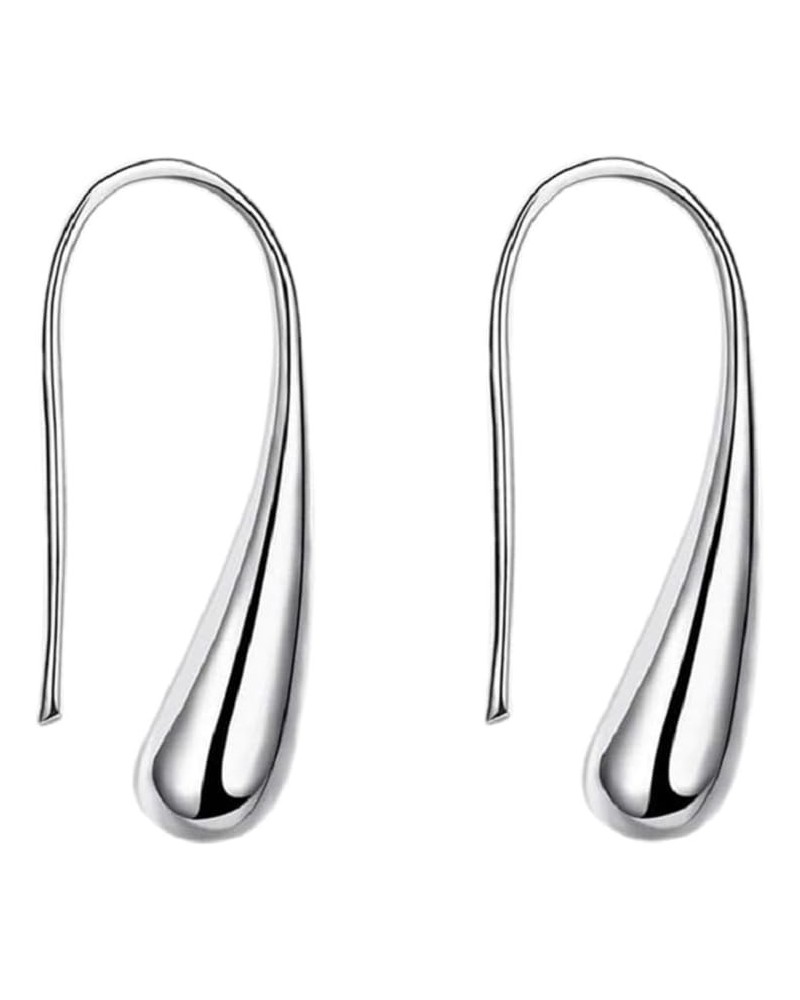 Novelty Design Simple Shiny 925 Silver Plated Infinity Teardrop Dangle Earrings Statement Costume Jewelry for Women Lady $7.6...