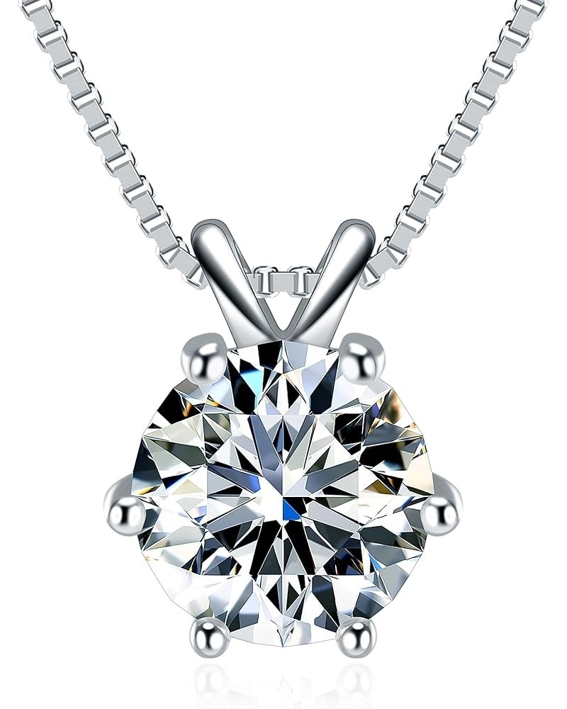 Valentine's Day Gift,Moissanite Necklace for Women, 0.5-2ct Round D Color VVS1 Moissanite Pendant Necklaces, S925 Sterling Si...