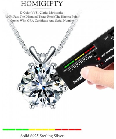 Valentine's Day Gift,Moissanite Necklace for Women, 0.5-2ct Round D Color VVS1 Moissanite Pendant Necklaces, S925 Sterling Si...