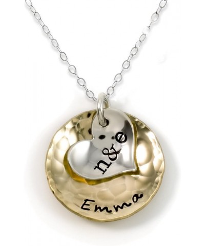 Sentimentally Close-Personalized Charm Necklace. Features 2 Customized Initials on a Sterling Silver Heart Charm and a Custom...