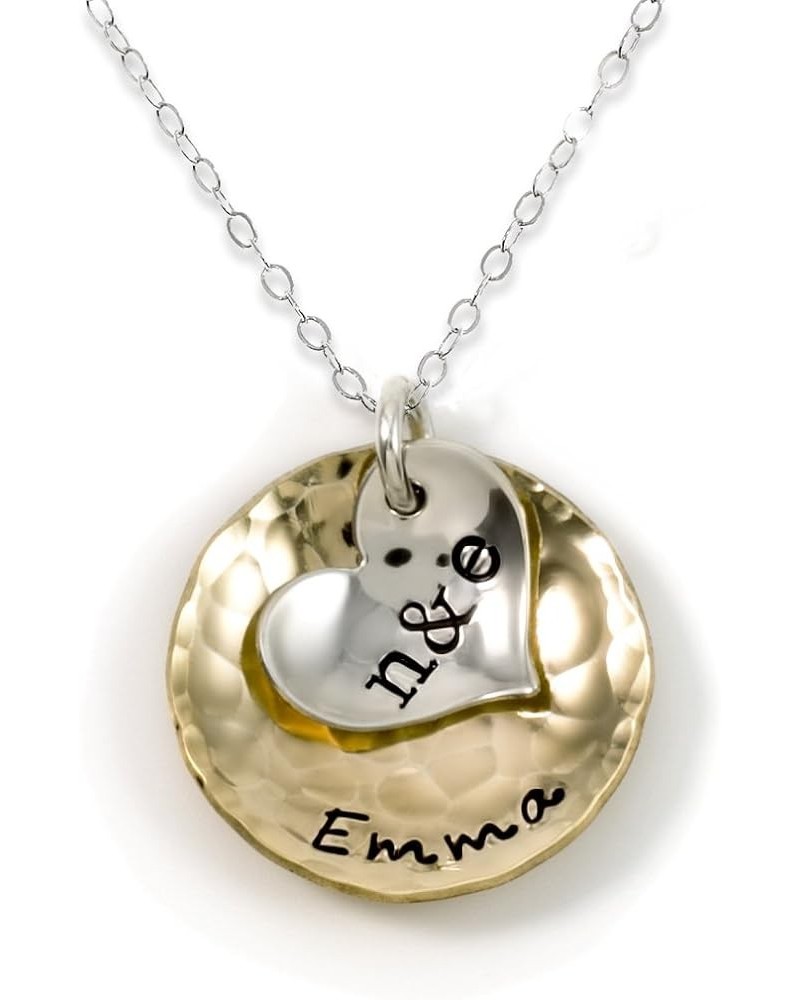 Sentimentally Close-Personalized Charm Necklace. Features 2 Customized Initials on a Sterling Silver Heart Charm and a Custom...