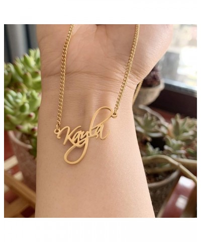 Large Cursive Name Necklace in Gold Personlized Initial Nameplate Pendant Jewelry Graduation Mom Gift for Women Girls Paris $...