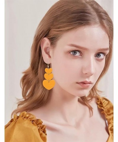 2pair Valentine's Day Leather Three-Layered heart Earrings Set Multicolor Heart-shaped Peach heart PU Leather Earrings For Wo...