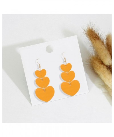 2pair Valentine's Day Leather Three-Layered heart Earrings Set Multicolor Heart-shaped Peach heart PU Leather Earrings For Wo...