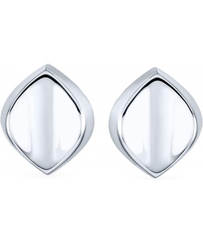 Minimalist Oval Polished Concave Clip On Earrings For Women Non Pierced Ears .925 Sterling Silver Alloy Clip $18.45 Earrings