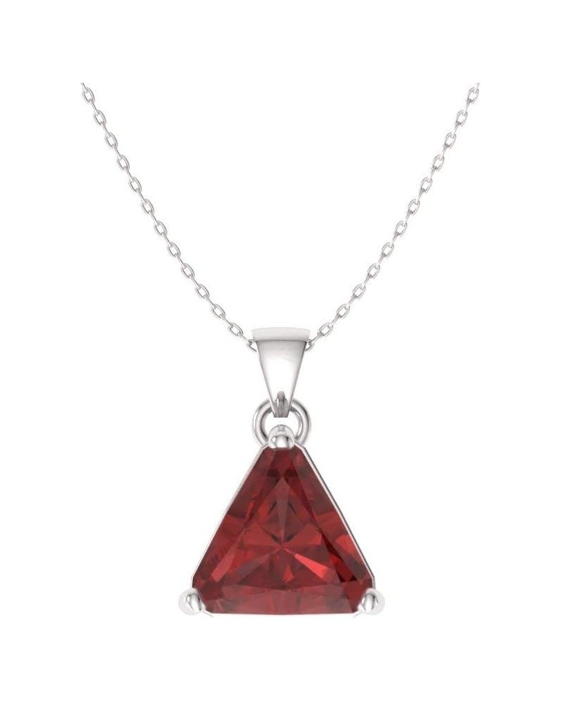 Natural and Certified Triangle Cut Gemstone Solitaire Necklace in 14k White Gold | 0.50 Carat Pendant with Chain Garnet $115....