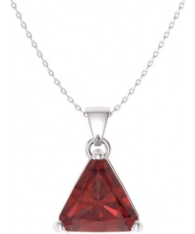 Natural and Certified Triangle Cut Gemstone Solitaire Necklace in 14k White Gold | 0.50 Carat Pendant with Chain Garnet $115....