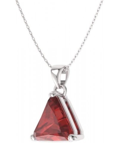 Natural and Certified Triangle Cut Gemstone Solitaire Necklace in 14k White Gold | 0.50 Carat Pendant with Chain Garnet $115....