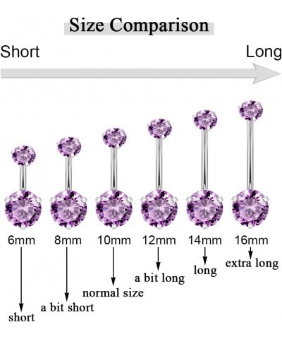 14G Surgical Steel Belly Button Rings for Women Girls Cubic Zirconia Navel Rings Belly Curved Barbell Belly Piercing Jewelry ...