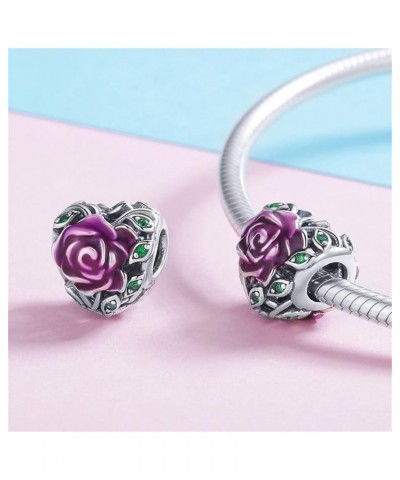 Flower Charms S925 Sterling Silver Bead Inlaid with Gemstones Jewelry Gift For Women Girls Wife Daughter Fit Bracelets/Neckla...