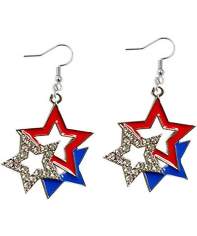 4th of July Earrings for Women Girls Patriotic Red White Blue American USA Flag Star Dangle Drop Earrings Independence Day Pa...