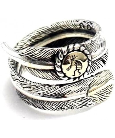 COSUMOSU 925 Sterling Silver Kokopelli Feather Hawk wings Open Rings Adjustable for size 8~12 Kokopelli Leaf A $23.31 Rings