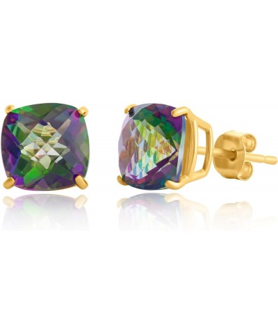 14k Yellow Gold 8mm Cushion Cut Birthstone Stud Earrings for Women Mystic Topaz Mystic Topaz/Yellow Gold, November $51.22 Ear...