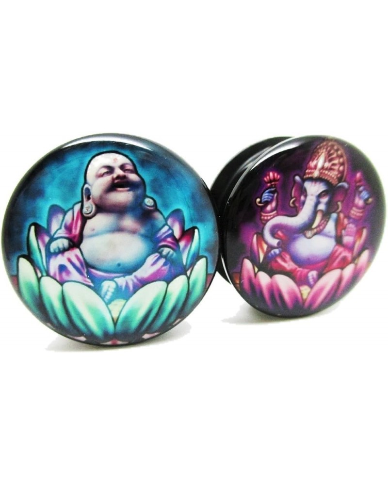 Ganesh & Buddha Ear Plugs - Acrylic - Screw on - NEW *Pair* - 10 Sizes 5/8" (16mm) $10.59 Body Jewelry