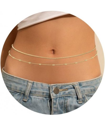 2PCS 18K Gold Plated 26-43Inch Waist Chain for Women Gold Body Belly Chain for the Waist Adjustable Layered Waist Chain for S...